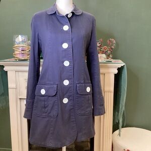 Closet Navy Trench Coat with White Buttons
